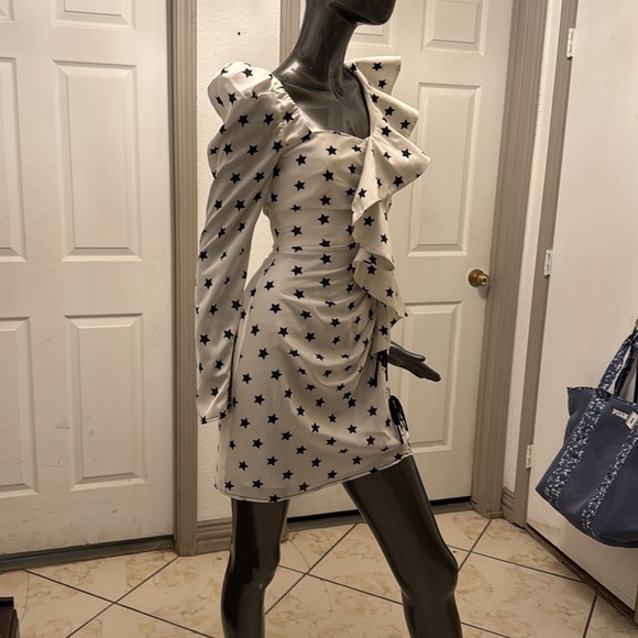 Self-Portrait Black Star White Midi Dress - Picture 16 of 17